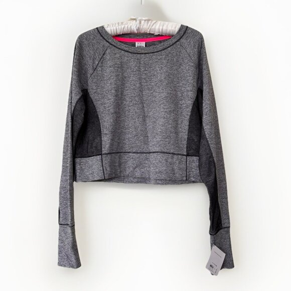 Victoria’s Secret Sport Cropped Workout Top Gray Size Large Netted - Picture 1 of 9